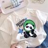 Camiseta de Chicas Panda Despertando León Verano Nuevo Algodón Puro Manga Corta Dibujos Animados Moda Linda para Niños Pequeños y Medianos