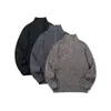 Yidao Roupas Vintage 2026 Outono Novo Japonês Retrô Botão de Pressão Gola Alta Meia Mangas Solto Casual Pulôver Suéter de Tricô