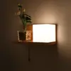 Lámpara de pared, estilo nórdico, madera maciza, adecuada para estudio, dormitorio, escalera, pasillo y sala de estar, con control remoto y sin necesidad de cableado