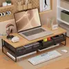 Soporte para computadora de estilo cajón con rejilla de hierro forjado, estante de almacenamiento universal para escritorio para laptops, organizador de escritorio de oficina
