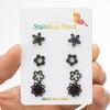 Set Combinado de Pendientes Mini de Acero Inoxidable Transfronterizo Nuevo para Mujer, Diseño de Flor y Estambre de Nicho, Clavos para Cartílago de Oreja de Lujo Ligero al por Mayor
