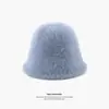 Sombrero de Imitación de Piel de Conejo Original para Mujer Otoño e Invierno Combinación Perfecta Moda Sombrero de Pescador de Felpa Tamaño Grande para Cabeza Cara Pequeña Cubeta