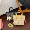 Bolso Pequeño Nuevo de Verano para Mujer, Patrón a Cuadros, Alto Valor Estético, Bolso Cruzado Personalizado para Hombro, Bolso Cubo de Mano de Moda