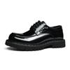 Mocassins Masculinos Formais de Couro Genuíno com Solas Grossas, Sapatos Derby Respiráveis com Acabamento Brilhante