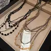 Collar Multicapa de Perlas de Cristal Estilo Nuevo Europeo y Americano, Cadena para Clavícula Versátil de Moda Dulce y Fresca, Cadena para Suéter de Nicho de Lujo Ligero para Mujer