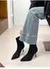 Botines de Tacón Alto con Punta Puntiaguda Marrones para Mujer 2026 Otoño/Invierno Nuevos Versátiles Tacón Fino Francés Botas Elásticas Botas Adelgazantes de Gamuza