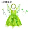 Nuevo vestido de elfo verde de Halloween, disfraz de princesa Tiana Campanilla para niños, una generación de cabello