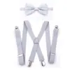 Conjunto de pajarita con tirantes unisex de 4 clips para boda, actuación, tirantes negros, correa elástica ajustable con clip en forma de X