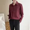 Camisa de Boda para Novio y Padrino para Hombre color vino tinto Manga Larga Corte Ajustado Casual de Negocios Camisa Base