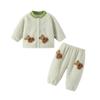 Pijamas de terciopelo para niño, otoño e invierno, para bebé niño y niña, traje grueso de invierno para bebé, ropa para el hogar de terciopelo nube para niños