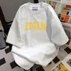Camiseta de Manga Corta con Diseño de Estampado de Letras Estilo Nuevo Verano 2025 Oversize Casual Holgada Ropa de Trabajo Top Tendencia