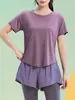 Conjunto esportivo feminino de verão, novo, respirável, de manga curta, profissional, para academia, corrida, secagem rápida, roupa casual respirável para yoga