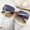 23 Nuevas Gafas de Sol para Conducir de Mujer Sin Marco Borde Cortado Gradiente de Color Tendencia de Moda Gafas de Sol de Celebridad de Internet Douyin