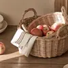Cesta de Mimbre Personalizada para Pan, Cesta para Bollos al Vapor, Cesta de Almacenamiento para el Hogar, Decoración de Escritorio Tejida a Mano, Cesta para Guardar Huevos y Frutas