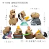 7 Tipos de Figurinos de Jardinagem em Micro-Paisagem de Capivaras Alimentando Nuvens Tranquilamente, Decorações Criativas Feitas à Mão para Escritório, Enfeites para Carro e Brinquedos