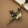 Pingente Vajra de Latão Instrumento Mágico Pingente de Método Antigo Maço Mágico Instrumento Mágico Tântrico do Tibete Chaveiro de Carro de Latão