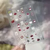 Adesivos de Unha Tomoni Embossados Adesivos de Unha Doce Estilo Princesa Infantil Tecido Xadrez de Morango Material de Diário Cartoon