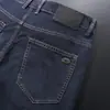 Jeans Cinza Azulado Fino Masculino Primavera e Verão 2025 Corte Reto Meia-idade Stretch Casual Calça Longa Versátil