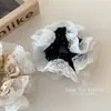 Estilo Japonés y Coreano Ins Negro y Blanco Satín Puntos Encaje de Hada Encaje Anillo para el Cabello de Intestino Grueso Moda Elegante Suave Accesorios para el Cabello de Viaje