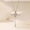 Collar de Acero de Titanio con Alas de Ángel Cupido Corazón para Mujer Cadena de Clavícula de Lujo Ligero con Colgante de Borla Amor