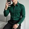 Camisa interior de manga larga para hombre, camisa a rayas de moda de manga larga para hombre europea y americana transfronteriza, camisa de lino para hombre