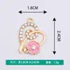 Pingente Coração Rosa Flor de Strass Estilo Coreano, Charme de Liga Esmaltada DIY Brinco Colar Acessórios de Joia em Estoque