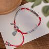 Pulsera de Cuerda Roja de Plata Estilo Étnico Tibetano para Mujer Tejida a Mano Pura Benmingnian Simple Novia Cuerda de Mano Pulsera Estilo Nacional