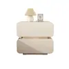 Mesa Lateral Color Crema, Mesita de Noche, Armario de Almacenamiento para Dormitorio de Lujo Ligero Estilo Italiano de Gama Alta, Mesita de Noche Minimalista, Mesita de Noche Pequeña