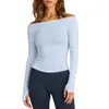 Camiseta de yoga de manga larga cruzada de un hombro para mujer, ajustada, de secado rápido, top deportivo de manga larga para entrenamiento de Pilates, fitness