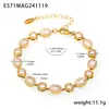 Ou Maika Aço Inoxidável Gumsophila Zircônia Incrustada Corrente Feita à Mão Pulseira de Alto Tecido Joia Revestida com PVD com Ouro Verdadeiro 18K