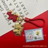 Llavero de Hilo Rojo de Oro Puro 999 de una Pieza para Dropshipping, Exquisito Regalo de Tienda de Alta Gama, Llavero del Dios de la Riqueza