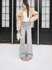 Jeans Acampanados Lavados Vintage Azul Claro para Mujer, Otoño e Invierno, Forrados de Polar, de Cintura Alta, Elásticos, Diseño Adelgazante, Pantalones Bootcut