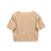 Estilo Europeo y Americano 2025 Nuevo Otoño Ropa de Mujer, Jerseys de Punto Elegantes de Color Puro con Hombreras, Manga Corta y Cuello Redondo