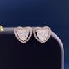 Juego de Joyería de Zirconia Corte Flor de Hielo en Forma de Corazón Joyería de Lujo Ligero de Alta Gama Aretes Anillo Collar de Zirconia en Forma de Corazón