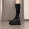 Botas largas con plataforma de aumento de altura, botas elásticas ajustadas, nuevo modelo de otoño 2026, botas de montar de tubo alto hasta la rodilla, botas largas de tacón alto