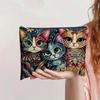 Bolsa de Maquillaje Vintage para Gatos de Venta Caliente Transfronteriza Lona con Cremallera Gran Capacidad Estuche para Lápices Almacenamiento de Cosméticos Bolsa Lavable a Mano