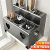 Porta cuchillos tres en uno, porta palillos, caja de almacenamiento integrada para cuchillos de cocina, utensilios y cucharas, estante de almacenamiento de cocina sin taladro