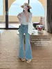 Suxinlan 2026 Estilo Nuevo de Principios de Primavera Diseño de Lujo Ligero Elástico en Cuatro Direcciones Corte Delgado Versátiles Jeans Acampanados para Mujer
