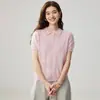 Nuevo Top de Punto de Manga Corta de Cachemira para Otoño Temprano para Mujer, Estilo Francés, Cuello Polo, Tejido de Trenzas, Suéter Base de Lana