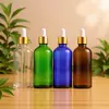 Botella de aceite esencial, botella de vidrio con gotero, botella rellenable, botella vacía portátil para muestras cosméticas, botella rellenable para cápsulas cosméticas