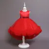 Nuevo Vestido para Niña Vestido de Princesa Malla Flor Volantes Vestido Chaleco Cola Vestido para Actuación de Piano