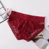 Calcinhas Femininas Finas Sexy de Renda com Margaridas Europeias e Americanas Transparentes de Cintura Média Vazadas Respiráveis com Forro de Algodão para Meninas