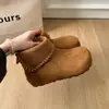 Zapatos Birkenstock de Suela Gruesa para Aumentar la Altura con Plus de Terciopelo Botas de Nieve Engrosadas para Mujer 2026 Invierno Nuevas Versátiles Cálidas Botas de Algodón Tipo Pan