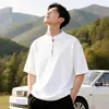Talla Grande 150kg Manga Corta Verano Hombre Delgado Holgado Deportes al Aire Libre Media Cremallera Waffle Casual Camiseta para Hombre Moderna