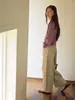 Suéter de Punto ACME Morado Simple Cuello Redondo para Mujer 2026 Otoño Ajuste Relajado Manga Raglán Suéter Holgado 12038