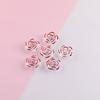 Cuentas Sueltas de Resina Acrílica Coloridas Transparentes Rosa Camelia Borde Dorado para Pulseras Hechas a Mano DIY Accesorios de Joyería