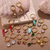 Pendientes Asimétricos de Corazón de Subcultura Transfronteriza Europea y Americana Pendientes de Acero Inoxidable Chapados en Oro de 18 Quilates Pendientes de Piedra Natural Coloridos
