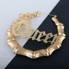 Pendientes Punk de Venta Caliente Transfronterizos Europeos y Americanos Estilo Ins con Letras Inglesas Pendientes de Bambú Queen Aros Redondos Grandes Exagerados