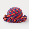Comercio Exterior Transfronterizo Teñido de Satén Tejido a Crochet Lana Sombrero Cuenca Plegado Hoja de Loto Borde Ondulado Versátil Sombrero de Pescador de Lana
