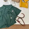 Roupas de Verão para Meninos e Meninas, Roupas da Moda de Marca Tendência para Crianças, Camisetas Polo e Bermudas Estampadas de Desenho Animado de Comércio Exterior